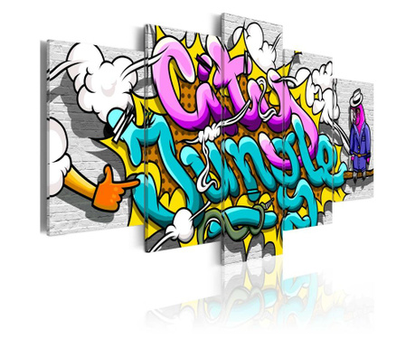 Σετ 5 πίνακες Graffiti: city jungle 100x50