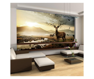 Foto tapeta Deers By Mountain Stream 270x450 cm