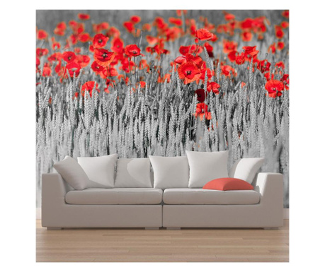 Φωτοταπετσαρία Red Poppies On Black And White Background 270x450 cm