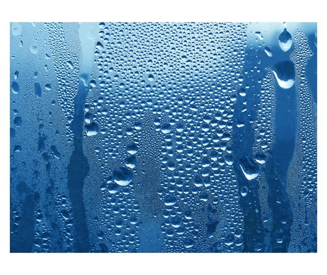 Fototapeta Water Drops On Blue Glass 193x250 cm