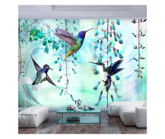 Foto tapeta Flying Hummingbirds Green 245x350 cm