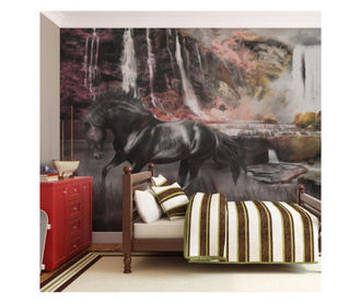 Foto tapeta Black Horse By A Waterfall 270x350 cm