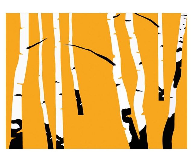 Foto tapeta Birches On The Orange Background 270x350 cm