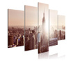 Set 5 tablouri Artgeist, Sun over Manhattan (5 Parts) Wide Brown, canvas netesut, 100x50