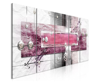 Set 5 tablouri Artgeist, Mysterious Mechanism (5 Parts) Narrow Pink, canvas netesut, 225x90