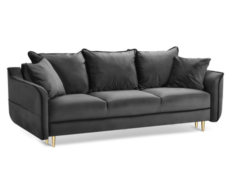 Basso Dark Grey Kihúzható háromszemélyes kanapé