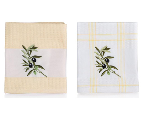 Zestaw 2 ręczników kuchennych Olives 45x70 cm