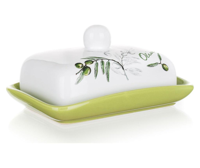 Untiera cu capac Banquet, Olives, ceramica, verde deschis, 18x13x8 cm