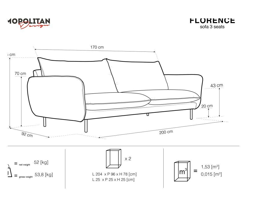 Sofa trosjed Florence Black - 8
