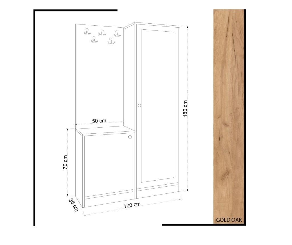 Ansamblu cuier Mod Design, Broc, 180x100x35 cm, PAL melaminat - 4