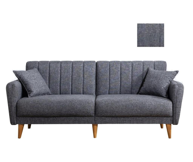 Canapea extensibila cu 3 locuri Unique Design, Tiffany Dark Grey, gri inchis, 202x85x80 cm