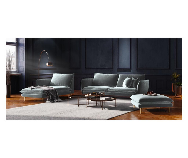Canapea 2 locuri Cosmopolitan Design, Florence Light Grey, gri deschis, 160x92x95 cm