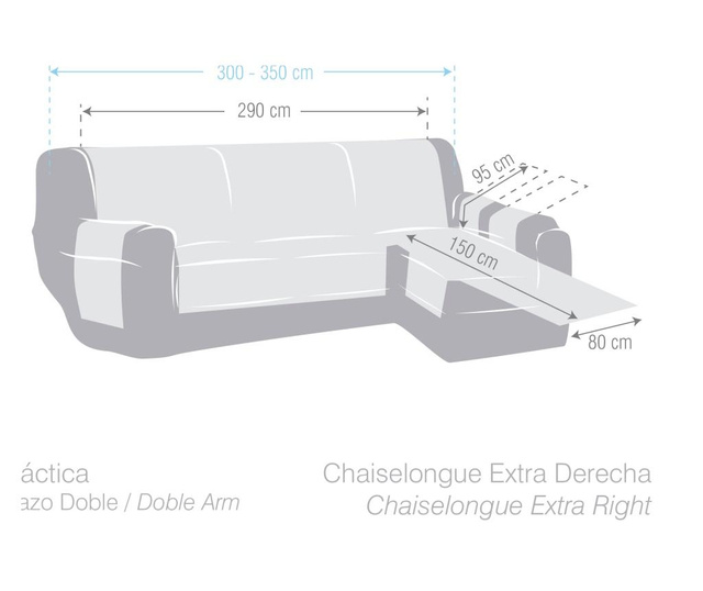 Калъф за десен ъглов диван Chenille Mustard 290x95x150 cm