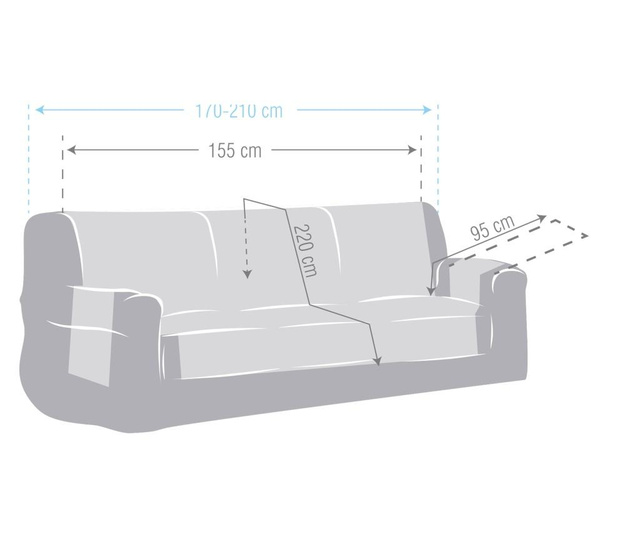Chenille Salva Cream Háromszemélyes kanapé huzat 155x95x220 cm
