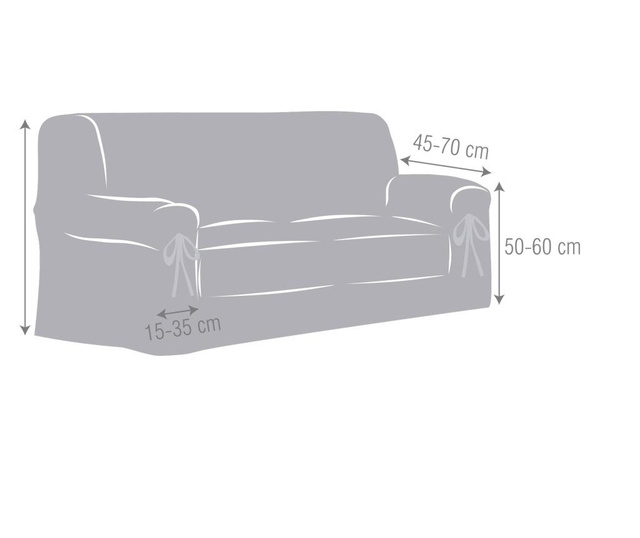 Регулируем калъф за двуместен диван Chenille Ties Grey 180x45x50 cm