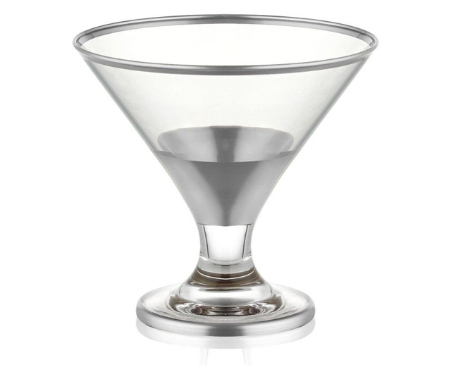 Set 6 cupe pentru inghetata Mia, sticla, gri argintiu, 8x8x9 cm