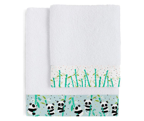 Set 2 kupaonska ručnika Panda Garden Blue