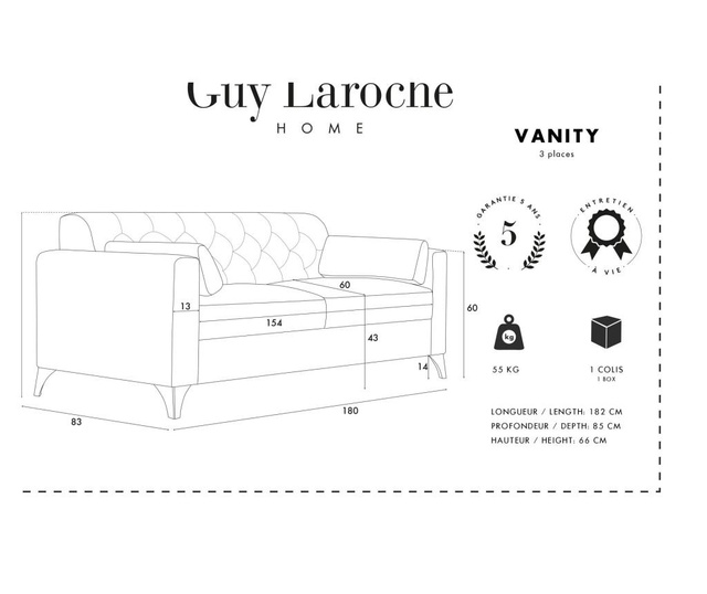 Комплект триместен диван и двуместен диван Vanity