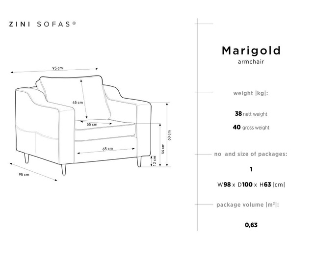 Fotelja Marigold Dark Grey