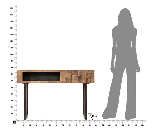 Consola Mauro Ferretti, Mumbai, lemn de salcam, 118x40x76 cm