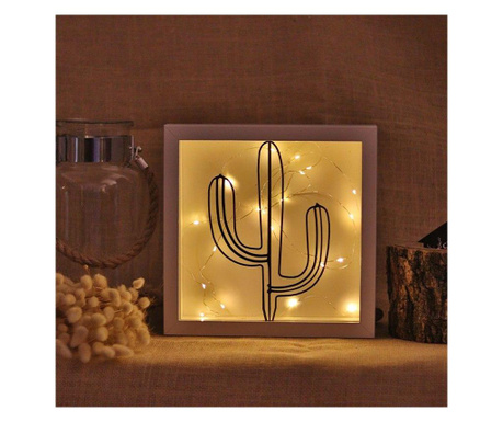 Decoratiune cu LED Bystag, Cactus, metal, 25x25x0 cm