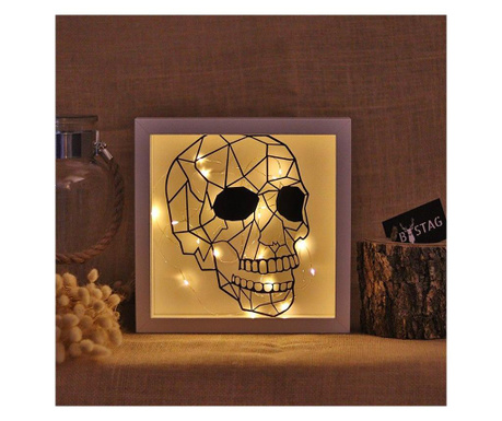Decoratiune cu LED Bystag, Skull, metal, 25x25x0 cm