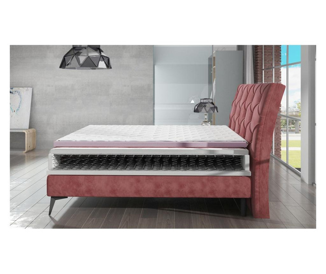 Boxspring krevet s prostorom za odlaganje Laos Dark Pink 160x200 cm