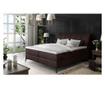 Pat boxspring cu spatiu pentru depozitare Eltap, Aderito Dark Brown, rama din lemn, 140x200 cm