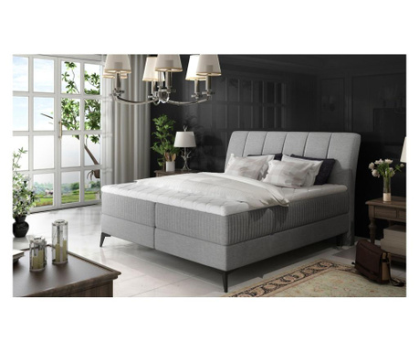 Boxspring krevet s prostorom za odlaganje Aderito Gray 140x200 cm