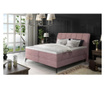 Pat boxspring cu spatiu pentru depozitare Eltap, Aderito Pink, rama din lemn, 140x200 cm