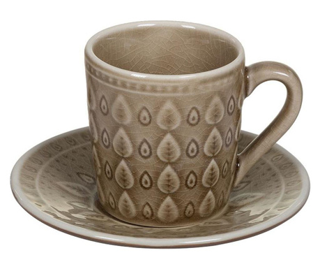 Комплект чашка и чинийка Leaf Design Tea Brown