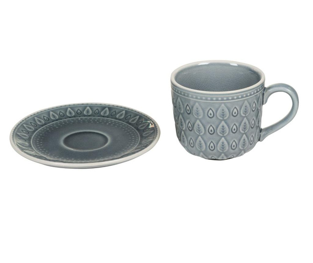 Set - skodelica in krožniček Leaf Design Coffee Blue