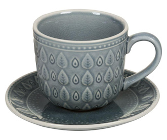 Set - skodelica in krožniček Leaf Design Coffee Blue