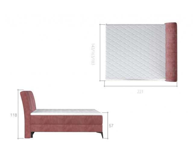 Boxspring krevet s prostorom za odlaganje Aderito Dark Gray 160x200 cm