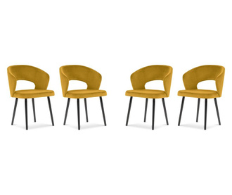Set 4 stolice od baršuna Elpis Yellow