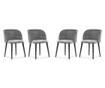 Set 4 stolice od baršuna Aurora Grey