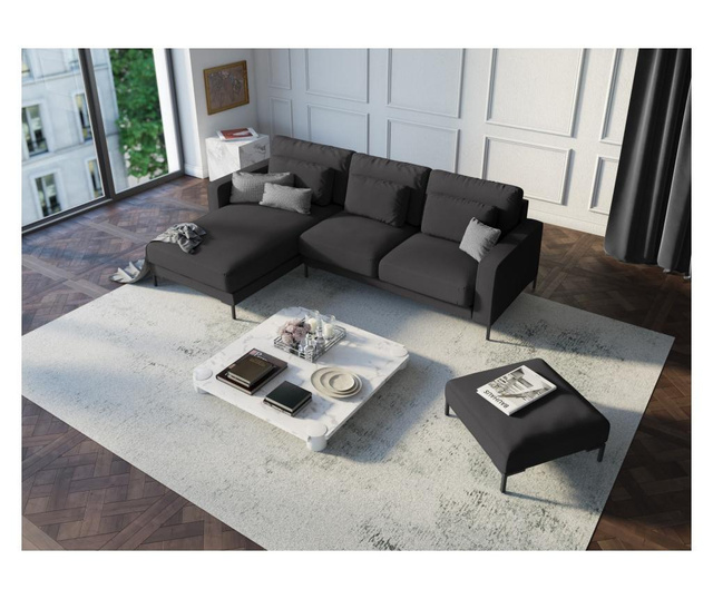 Lijeva kutna sofa Seine Dark Grey
