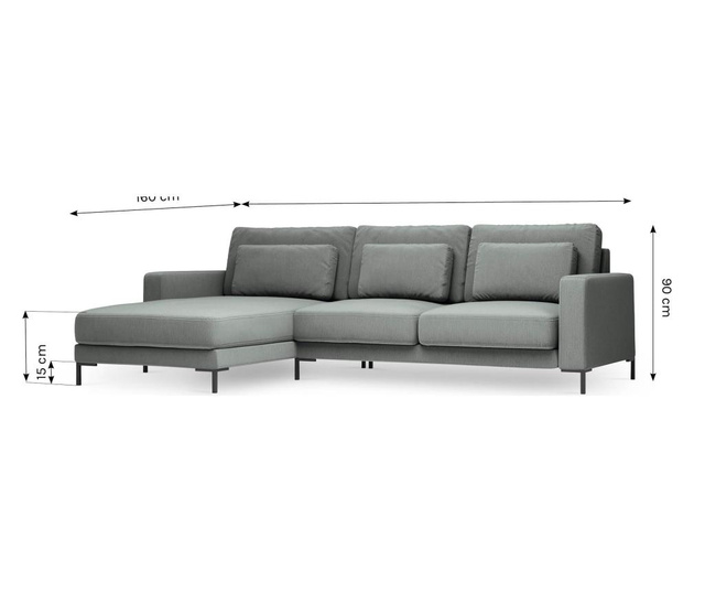 Lijeva kutna sofa Seine Dark Grey