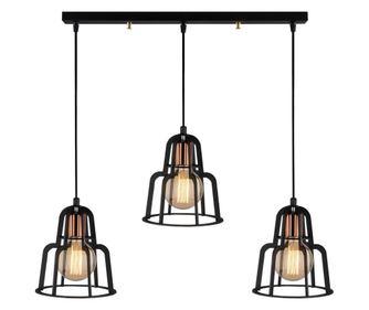 Lustra Opviq, Endüstri Three Black, metal, max. 100 W, E27, negru, 115x100x20 cm