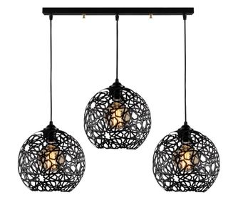 Lustra Noor, Fellini Three Black, metal, max. 100 W, E27, negru, 115x100x25 cm