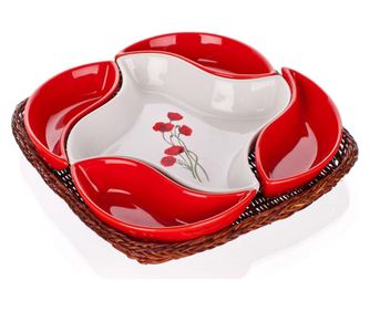 Set pentru aperitive 6 piese Red Poppy Basket