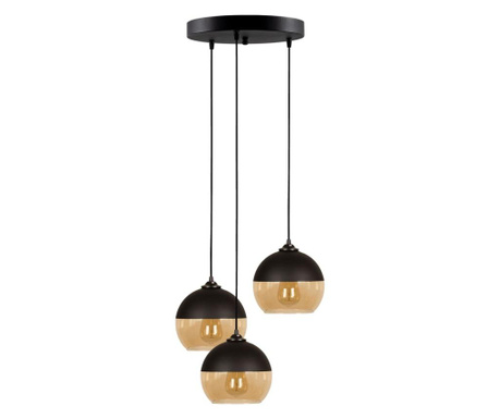 Lustra Opviq, Camini Three Black Honey Round, metal, max. 100 W, E27, negru/miere, 45x45 cm