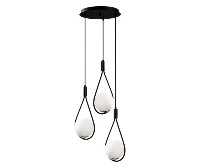 Lustra Nitid, Mudoni Three Black Round, metal, max. 100 W, E27, negru, 46x46x136 cm