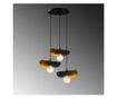 Lustra Alby, Sivani Three Black Gold Round, metal, max. 100 W, E27, negru/galben auriu, 45x45x106 cm