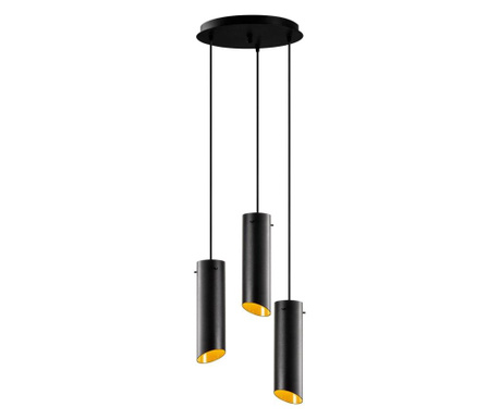 Lustra Opviq, Sivani Three Black Yellow Round, metal, max. 100 W, E27, negru/galben, 35x35x114 cm