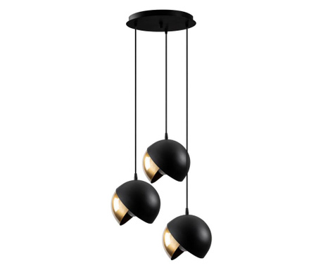 Lustra Sheen, Berceste Three Black Gold Round, metal, max. 100 W, E27, negru/galben auriu, 37x37x114 cm
