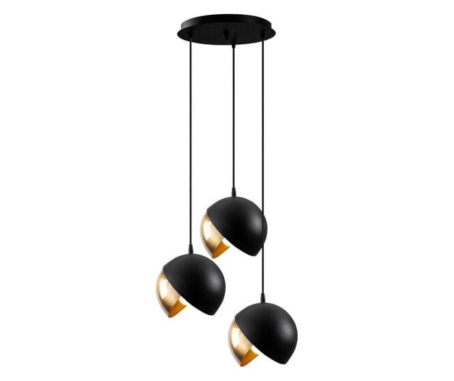 Lustra Sheen, Berceste Three Black Gold Round, metal, max. 100 W, E27, negru/galben auriu, 37x37x114 cm