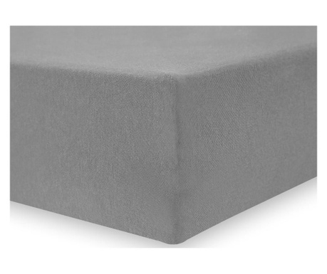 Cearsaf de pat cu elastic Decoking, Nephrite Steel, bumbac, 100x200 cm, gri
