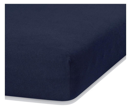 Cearsaf de pat cu elastic Ameliahome, Ruby Navyblue, bumbac, 200x200 cm, albastru marin