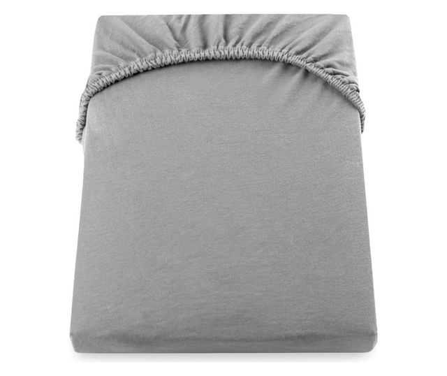 Cearsaf de pat cu elastic Decoking, Nephrite Steel, bumbac, 160x200 cm, gri